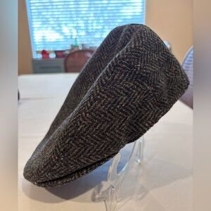 Aran Sweater Market Dark Grey Donegal Herringbone Wool Cap 2XL